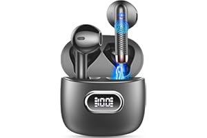 Drsaec Casque Bluetooth 5.4, Écouteurs Bluetooth Stéréo HiFi avec 4 ENC Mic, Écouteurs sans Fil Charge USB-C, Casque sans Fil 42H LED Affichage, in Ear Casque IP7 Étanche pour Android/iOS