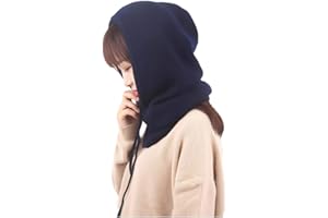 Yekeyi Cagoule d'hiver tricotée en cachemire - Masque de ski - Bonnet d'extérieur pour femme