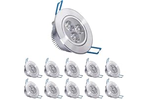 POCKETMAN 220V 3W LED Recessed Ceiling Light Downlights Spotlight,Cool White,280-300 Lumen,(Equivalent 30W) 10 Pack