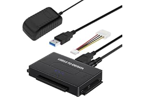 baolongking Adaptateur USB IDE ou SATA, adaptateur de disque dur USB 3.0 universel pour disque dur SATA 2,5/3,5" et disque dur IDE, adaptateur d'alimentation 12 V 2 A et câble USB 3.0 inclus