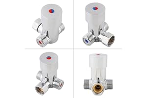 AXOC G1/2 Heißes Kaltwasser Mischventil, Asixx Thermostatischer Mischer aus Messing Passt für viele Haushalts- oder Gewerbliche Rohre