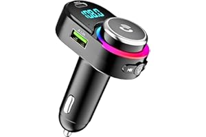 LUKA HERO Bluetooth 5.3 FM Transmitter for Car with RGB Lights, 3.1 Wireless Bluetooth FM Radio Adapter Mp3 Player, Hands-Free Calling, FM Transmitter with 2 USB /1 Type C Fast Charging Ports Support USB Drive