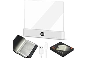 CHENRI Smart LED Book Light, Rechargeable LED Clear Full Page Reading Light with 3 Colors & Timer, Dimmable Clear Flat Reading Light, Student Reading Lamp Book Light Gifts for Readers Women Men (White)