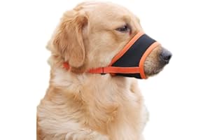 Anlitent Soft Air Mesh Dog Muzzle for Small/Medium/Large Dogs, Dog Mussel Stop biting, Barking & Chewing, Drinkable Adjustable Gentle Pet Muzzle for Nail Trimming & Vet visit,5 Sizes (Orange, S)