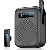 Micr&oacute;fono Lavalier inal&aacute;mbrico amplificador de voz, 2000 mAh, port&aacute;til, recargable, Bluetooth, mini altavoz personal con 2 mi