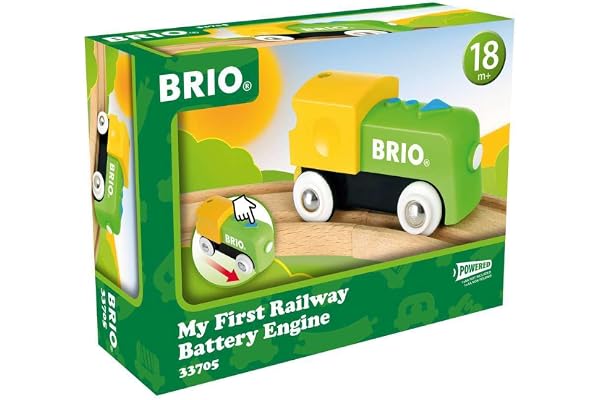 BRIO - 33705 - Ma Première Locomotive à pile - My First Railway - Train électrique - Accessoire pour circuit de train en bois - Jouet pour garcons et filles dès 18 mois