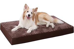 KSIIA Camas Perro Ortopédica Grande, 90x55cm, Cama para Perros L, Colchon Cojín Colchoneta Perro Desenfundable, Cama Mascota Lavable a Máquina Relleno Grueso Fondo Antideslizante Dog Bed, Chocolate