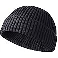 JFAN Trawler Winter Beanie Hat Baseball Cap Roll up Edge Skullcap Fisherman Beanie Unisex Cuffed Short Knit Fisherman Beanie Winter Hats
