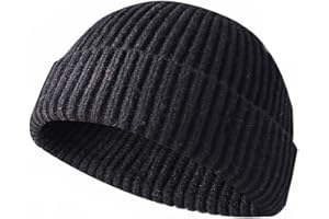 JFAN Gorro Docker de Punto Forro Polar Beanie de Lana Gorro con Vuelta Sombreros Cálidos de Invierno Gorro de Pescador Skullcap