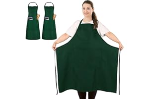 FunChaos 2 Pcs Tablier de Chef, Tablier Unisexe avec 2 Poches pour Cuisine, Travail, Tablier Professionnel (Taille Grande)