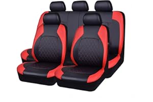 VENYAA Fundas Asientos Coche para Dacia Dokker/Duster Van/Jogger Extreme/Lodgy Stepway/Logan 2000-2023, 9 Piezas Impermeables Transpirable Cuero Juegos de Cubreasientos Interior Accesorios,Red