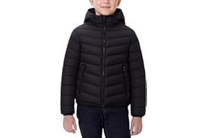 Maeau Blouson Duvet à Capuche Enfant Fille Garçon Veste Doudoune Manches Longues Manteau Court Chaud Doux et Confortable d'Hiver Automne 7-16 Ans