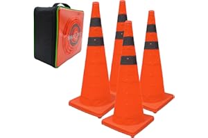 MANRUNBO 4x28 Zoll (70cm) Pylone Faltbar Leitkegel Verkehrskegel Reflektierender Sicherheitskegel Pop-Up Warnkegel Orange