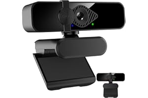 MAKERSTEP Webcam USB HD 2K/30fps avec Microphone, caméra d'ordinateur à Angle de Vision de 120°, Webcam PC adaptée au Streaming en Direct,aux appels vidéo, aux réunions Couvercle de confidentialité coulissant