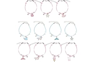 TSLRSA 11 Stück Kinder Freundschaft Armbänder Mädchen Armbänder Schmuck einstellbar geflochtene Armbänder für Geburtstag Party Mädchen Schmuck Geschenke (Keramik-Perlen)