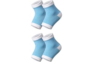 TADIPRI Feuchtigkeitsspendende Fersensocken Gel Linked Open Toe für rissige trockene Ferse, Frauen Männer SPA Fußpflege Socken, 2 Paare, Blau und weiß