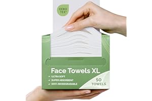 ‎PLANTIFIQUE PLANTIFIQUE Gesichtshandtücher Einweg – 50 Stück Einmalwaschlappen aus 100% Viskose Biologisch Abbaubar – Face Towels XL, 25 x 30 cm