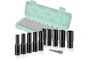 ACEBON Zestaw nasadek udarowych, 10 sztuk sześciokątnych nasadek nasadowych, 1/2 cala, 10-24 mm, zestaw narzędzi do naprawy samochodów, wymiany opon