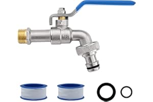 AIMEKE Grifo Jardin 1/2 Grifo de Jardin Universal Latón Griferia de Exterior con Adaptador de Lavadora