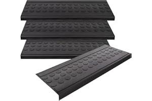 KARAT Coin - Juego de 3 alfombrillas de goma para escaleras, 25 x 75 cm, resistentes a las temperías y antideslizantes, para exteriores