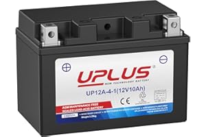 UPLUS NEW TECHNOLOGY BATTERY UPLUS UP12A-4-1 Motorcycle Battery, replace for YT12A-BS 12V 10Ah 130A CCA Maintenance Free - SLA Agm Powersport Batteries for ATVs, Personal Watercraft, Snowmobiles 150L x 88W x 110H(mm)