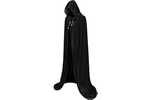 Regenboog 51inch Black Velvet Cape with Hood,Women Cloak with Hood,Christmas Halloween Costumes,Masquerade,Witch Cape,Wizard Cape Adult,130cm
