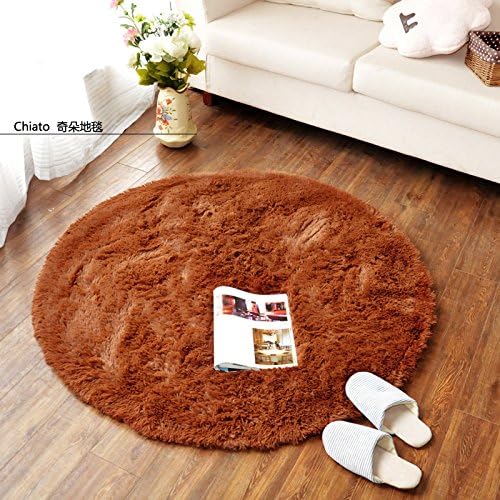 YangR*Circular rug pad over the bedroom of the nacelle carpet pc seat cushion round carpeted rooms , Carpet circle diameter 2.0 m (4.5CM) , Coffee