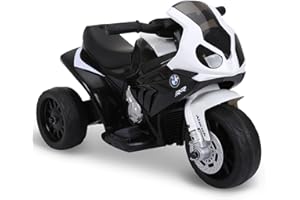 HOMCOM Moto électrique Enfants sous Licence BMW S1000 RR, 3 Roues, 6V et 2,5 Km/h, Voiture électrique Enfants avec Effets Lumineux et sonores, Moto Enfant, Charge Max. 20 kg, Noir