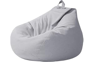 Highdi Puff Salon Adulto 100 x 120 CM Sin Relleno, Gigante Puff Gaming - Algodón y Lino, Duradero y cómodo, Gris Bean Bag Chair para Salón, Dormitorio y Sala de Juegos
