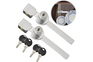 HPIANO 2 Pezzi Serratura scorrevole lama con chiavi tono argento ufficio Vetrina di vetro Gabinetto Bancone,Rettili terrario Vetrina Vetrina Scorrevole in Vetro Serratura,Sicurezza e Protezione