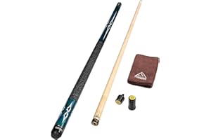 CUESOUL Juego de tacos de billar de arce articulado de 58 pulgadas, 19 onzas, 1/2 con envoltura de lino irlandés, peso de eje de arce canadiense ajustable, punta de cuero de cerdo horneado de 6 capas