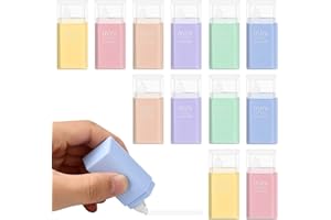 Bezavea 12Pcs Cute Correction Tape, Pastel Pocket Correction Tape Roller, White out Correction tape for School Office Home Kids Students, 5M x 5MM, Yellow,Blue,White,Green