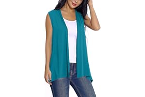 EXCHIC Donna Elegante Casual Aperto Davanti Gilet Senza Maniche Sciolto Cardigan