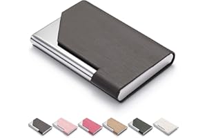 FACATH Étui en Cuir Microfibre de Luxe, Porte-Cartes en Métal Fin pour Homme et Femme avec Fermeture Magnétique (Le Noir)