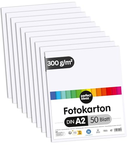Papier Cartonné A2 300g/m² Blanc - Lot De 50 Feuilles - Idéal Craft, Projets Artistiques