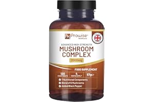 PH PROWISE HEALTHCARE Complexe de champignons avancé 2000 mg - 120 comprimés végétaliens | Un super mélange de 6 champignons avec crinière de lion, chaga, cordyceps, shiitake, reishi et maitake avec poivre noir