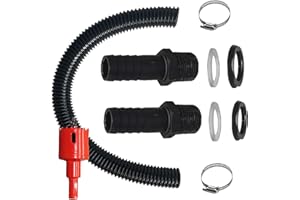 HJSSAA Regentonnen Verbindungsset, 50cm Verbindungsschlauch Und 2 Schlauchstutzen 25mm Mit Kontermutter, Regentonnenverbindung Für Regentonne, Wassertanks, Zisternen