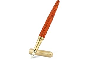 cobee® Penna stilografica in legno, realizzata a mano, stile vintage, di lusso, da 0,5 mm, per lavoro, scrittura liscia, per diari, calligrafia, idea regalo (rosso)