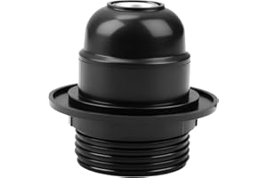 KCRNW Edison Screw ES E27 Lamp Holder Bulb Holder Black Bakelite Lamp Holders Pendant Socket Lampshade Ring Adapter with 10mm Threaded Entry for Table Ceiling Pendant Light Fitting Parts