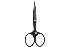 ZWILLING Forbici per barba, con manico di larghezza maggiore, antigraffio, tagliente dritto e punta fine, premium, nero, 115 mm