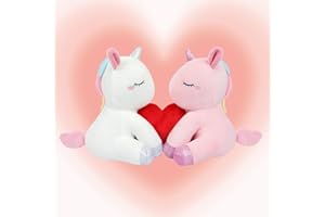 MUFEIRUO Valentine's Day Stuffed Animal Hugging Valentine's Day Plush Unicorns Toy, Cute Hugging Plush Unicorns Stuffed Animal Valentine's Day Gift for Her Him (White+Pink)