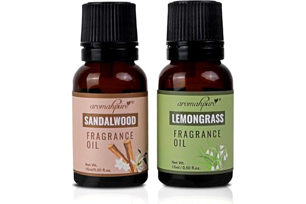 Aromahpure Fragrance Oil 30 ml Pack of 2 Sandalwood,Lemongrass Aroma Oil for Home Fragrance Best for Aromatherapy Helps in concentration & meditation Used in Diffusers, Candles, Air Fresheners, Soaps.