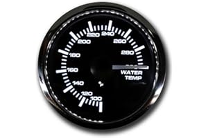 MOTOR METER RACING MGS Series 52mm 2-1/16" Electrical Water Temperature Gauge 100~300 °F Black Dial White & Amber LED Backlit Waterproof
