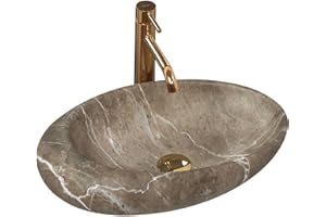 Rea VASQUE À POSER Roxy B Stone NATURE Lavabo Salle de Bain 490 x 310 x 135 mm en Céramique (gris)