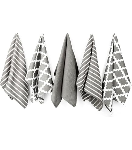 HEIRLOOM COMFORT Küchentücher 5er Set – 100% Baumwolle, 45 X 66 Cm, Saugstark, Bunt Gestreift