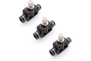 SRJQXH 3 Pcs Pneumatic Connector, 6 mm Air Flow Control Valve Pipe, T Type Quick Fittings Adapter, Black Air Flow Regulator, Can be Used for Pneumatic Tools and Automation Equipment