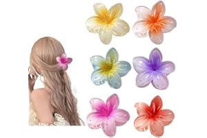 Ceihwa 6 Stück Blumen Haarklammern Set Haarspange Groß Damen Rutschfeste Haarspangen Hawaii Haarklammern Acryl Aesthetic Hair Clip Flower Big Haarkrallen Haarschmuck zum Fixieren von Haaren -8cm
