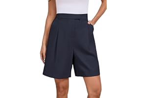 Famulily Womens Summer Long Shorts Casual Wide Leg Hot Pants Cozy Elastic Waist Suit Shorts with Pockets S-XXL