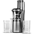 NutriBullet Slow Juicer, Slow Masticating Juicer Machine, Easy to Clean, Quiet Motor & Reverse Function, BPA Free, Cold Press Juicer with Brush, 150 Watts, Charcoal Black, NBJ 300, 1 Year Warranty