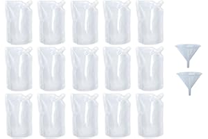 Yukiyi Lot de 15 pochettes rechargeables de 500 ml en plastique transparent pour festival, voyage, boissons, boissons, boissons chaudes et froides